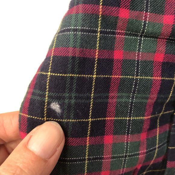 LL Bean Men's LS Fleece Lined Flannel Plaid Shirt Sz Small Green Blue Red Yellow - Picture 7 of 14